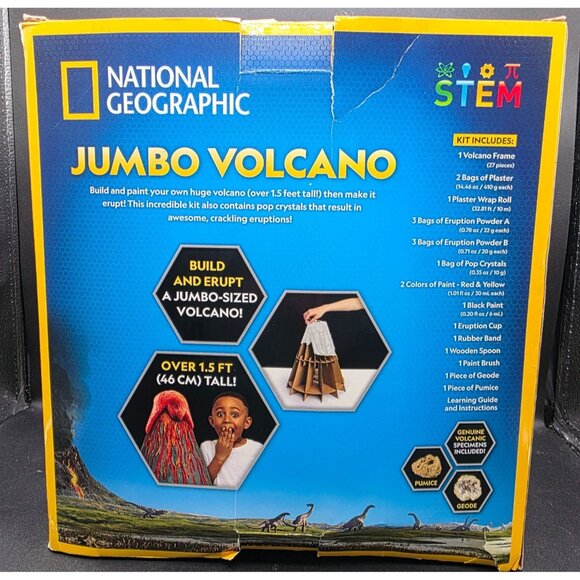NATIONAL GEOGRAPHIC Jumbo Volcano Kit 1.5FT Eruption Science STEM Toy POP - Picture 4 of 10